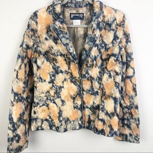 ROMABLUE Vintage Look Bleach Tie Dye Denim Jacket Blue Orange Women’s Size Large